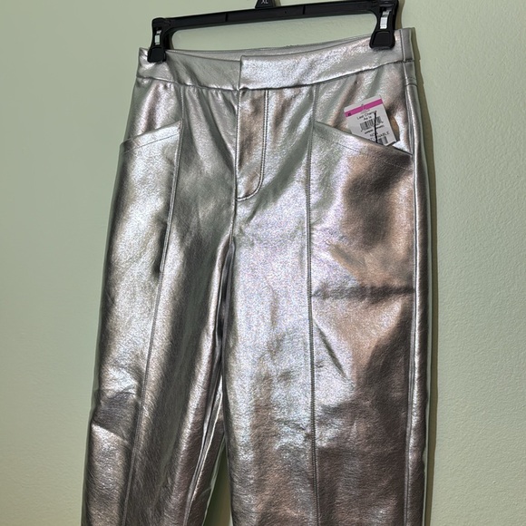 Avec Les Filles Women's Silver metallic Trousers pants M - Picture 2 of 8